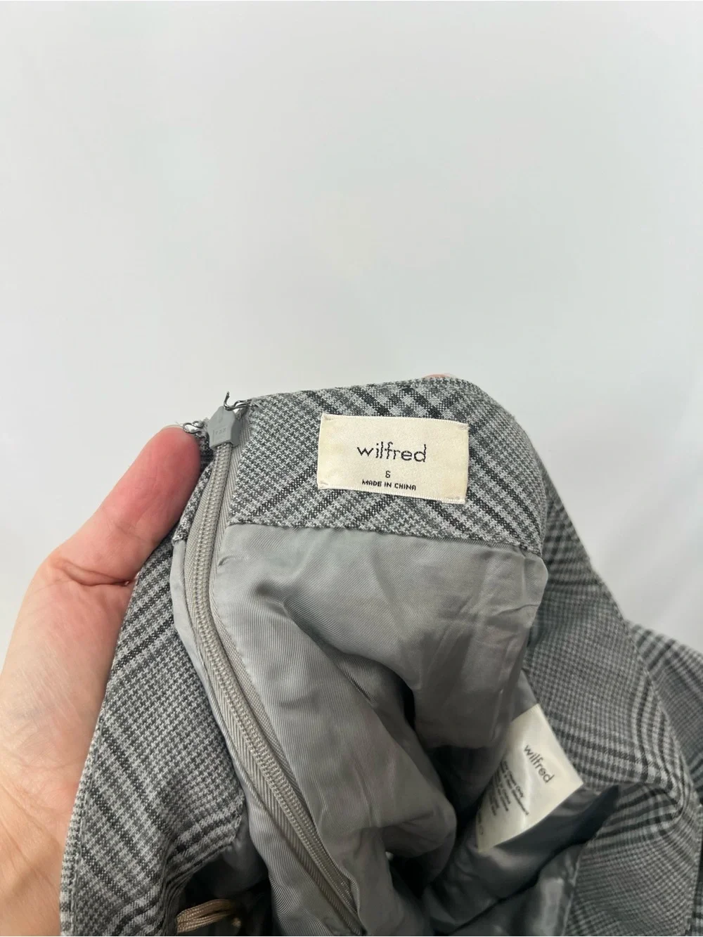 Wilfred Aritzia Plaid Faux Wrap-Front Mini Skirt